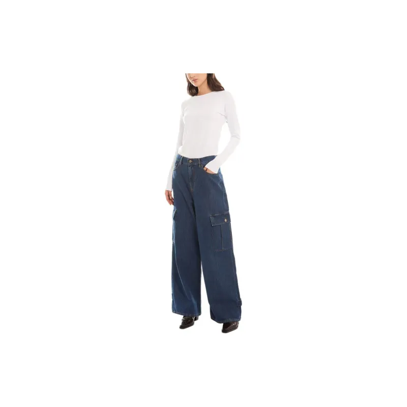 PAROSH Solid Color Crew Neck Pullover Long Sleeved T Shirt Women's White-3