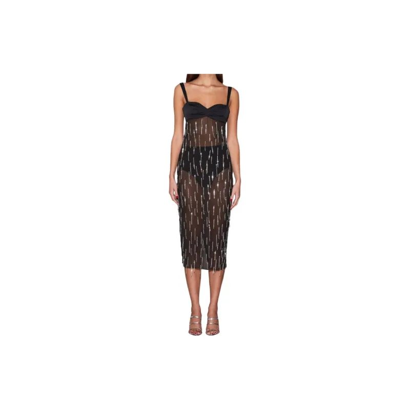 Fleur Du Mal Dangling Stones Midi Dress-1