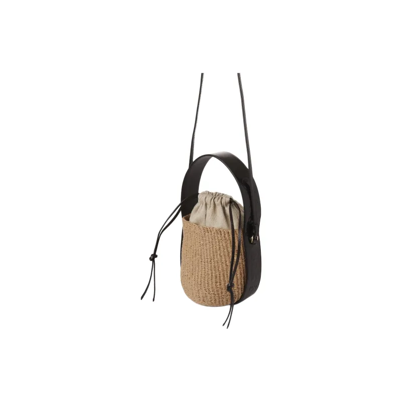 Chloe Woody Paper Bucket Bags Shoulder Bag Crossbody Bag Handbag Small Size Women's Brown-2