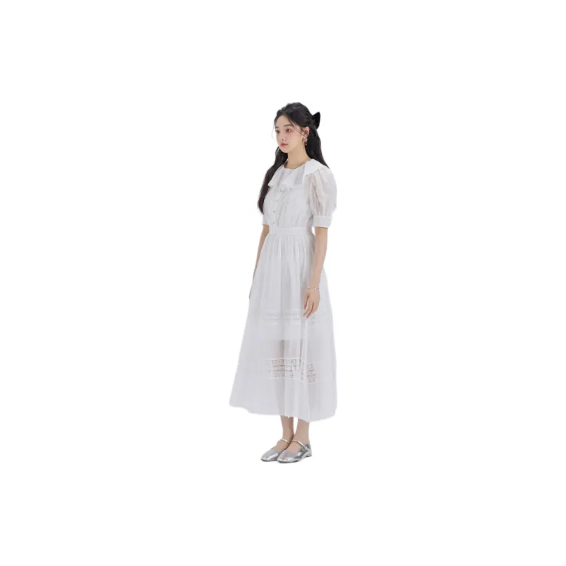 DEAR DEER PUFF Short Sleeved Dresses Women's White-2
