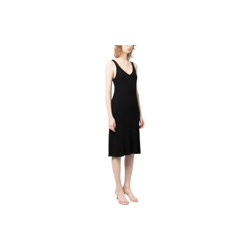 VINCE V-neck Ribbed-knit Midi Dress-3