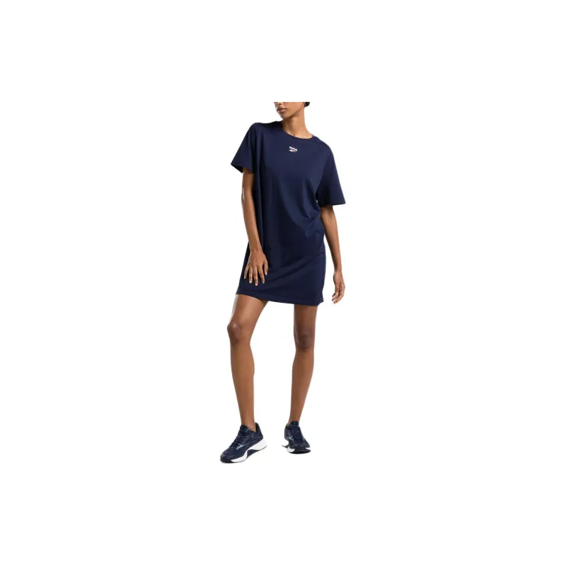 Reebok Identity T-Shirt Dress Short-Sleeved Dresses Women's Vector Marine Blue-2