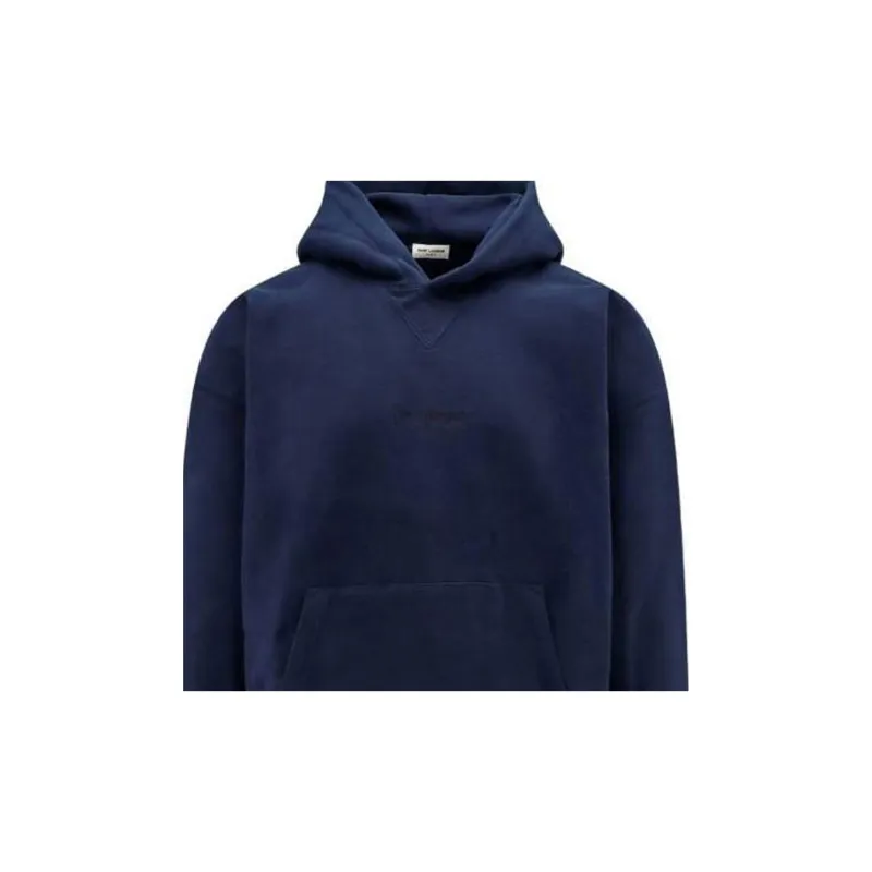 SAINT LAURENT Logo Embroidered Long Sleeved Hoodie-2