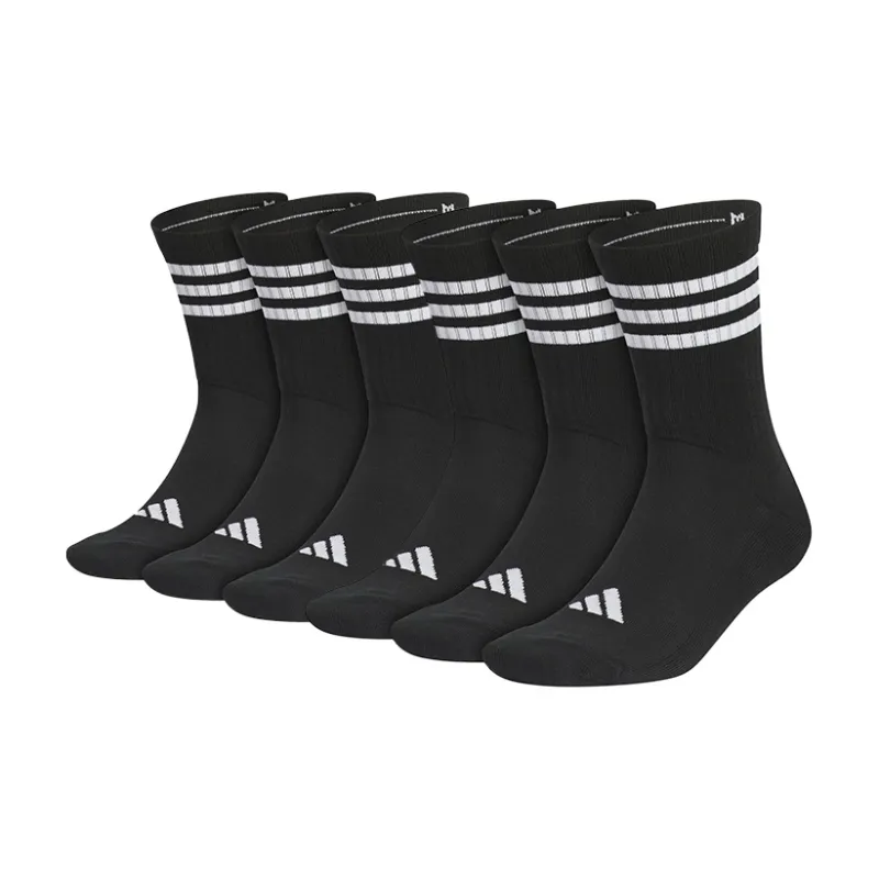 Adidas Mid Calf Socks Unisex Black 6 Pack-0