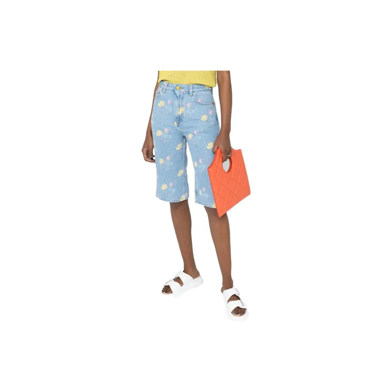 GANNI Floral-print Denim Shorts-3