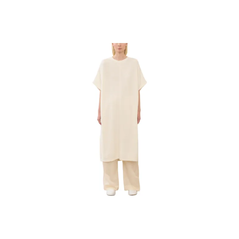 Lauren Manoogian BOUCLE CAFTAN Short-Sleeved Dresses Women's WHITE/White-1
