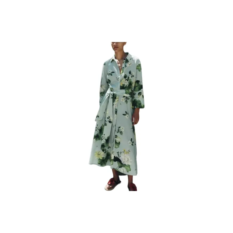 ZARA Long-Sleeved Dresses Women's Blue-3