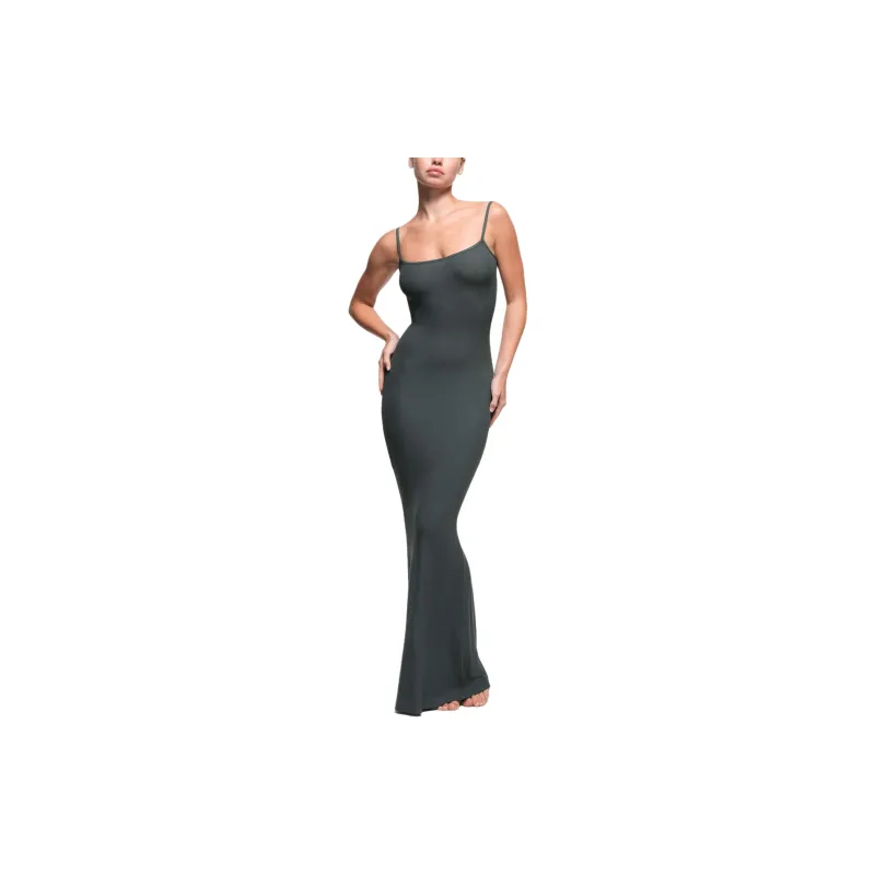 SKIMS SOFT LOUNGE LONG SLIP DRESS Slip Dress Women's Deep Sea/Deep Sea-1