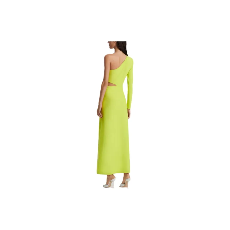 SCANLAN THEODORE Crepe Knit One Shoulder Gown Evening Dress Women's Neon-2