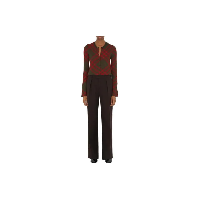 Burberry Checked Crewneck Button Up Cardigan-1