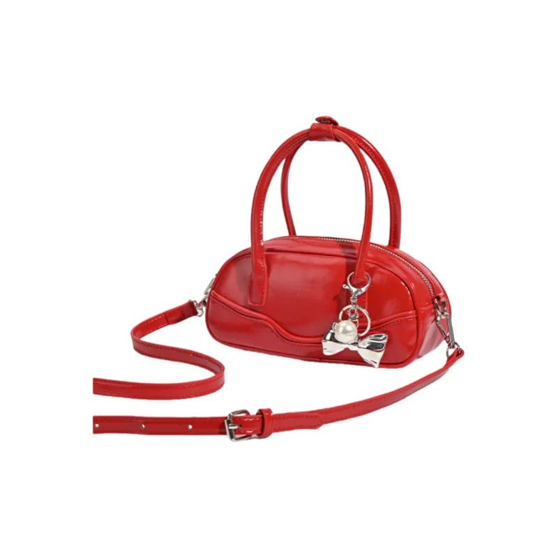 NOMK PU Crossbody One Shoulder Handbag Women's Black/Red/Silver-4