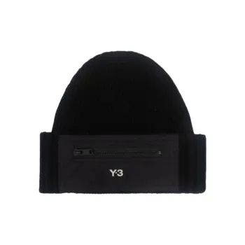 Y 3 Logo Printed Ribbed Knit Beanie