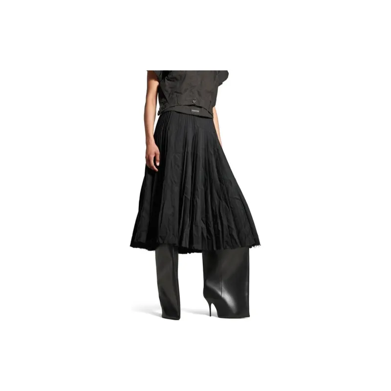 Balenciaga Creased Pleated Midi Skirt-5