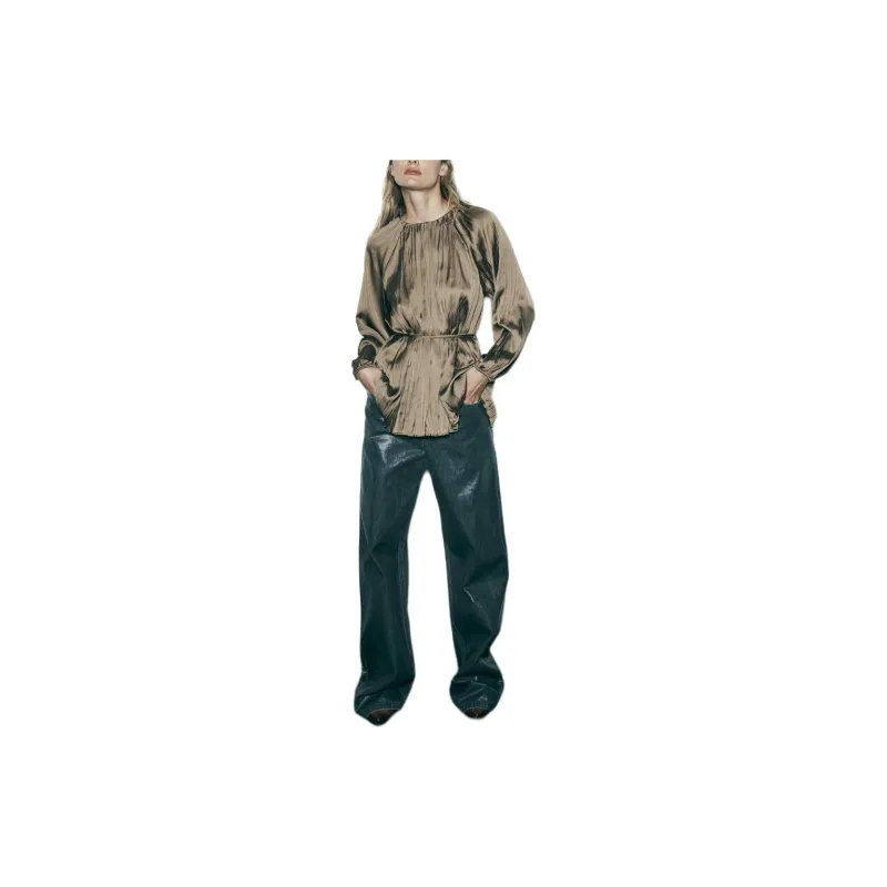 ZARA Shirts Women's Olive Green-4