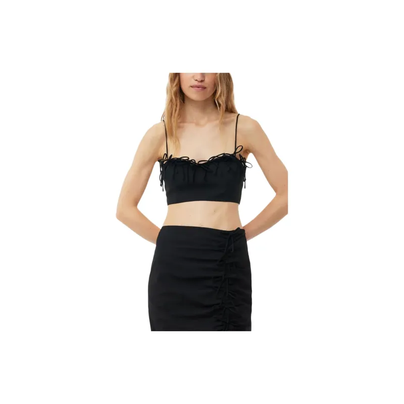 GANNI Drapey Bow Detailed Cropped Top-3