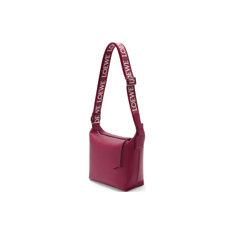LOEWE Cubi Soft Smooth Calfskin Shoulder Bag Crossbody Bag Handbag Small Size Women's Deep Red-1