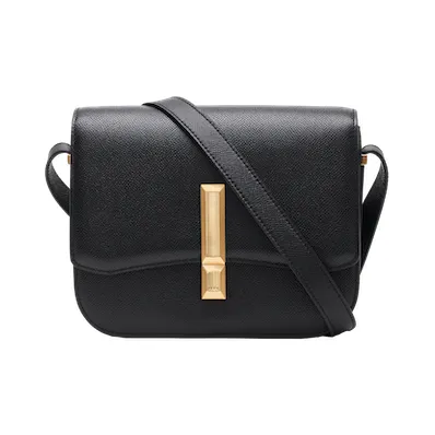 PECO Cow Leather Small Square Crossbody Bag Medium Size Women's Black/Gray/Red-1