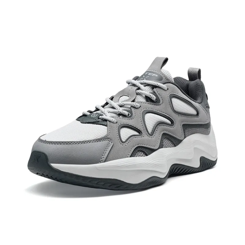 XTEP Lightning 5.0 Height Increasing Low Top Casual Shoes Men's Smoke Gray/Lunar Stone Gray/Coal Black-1