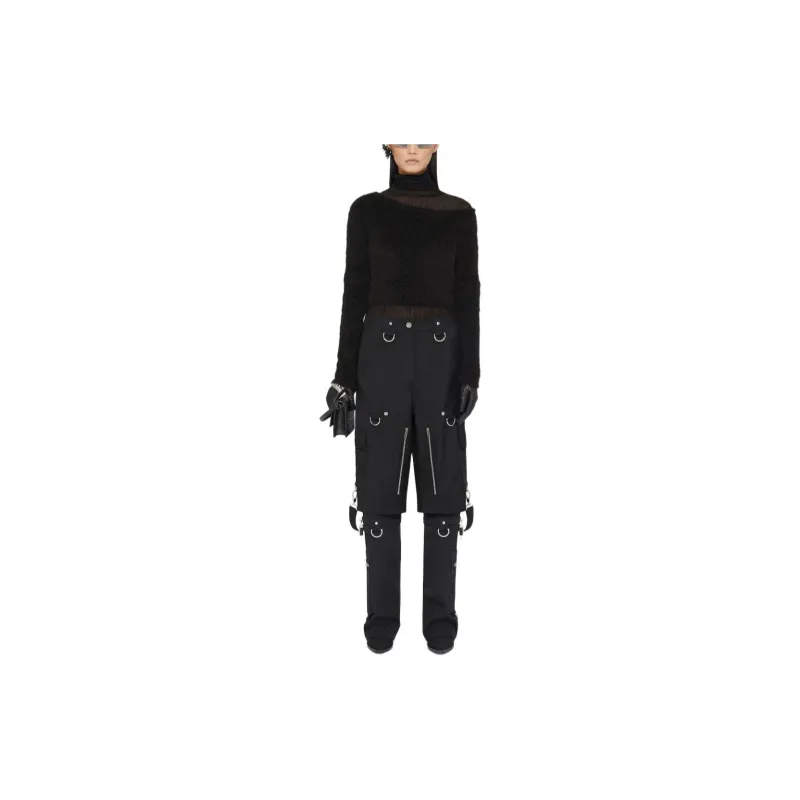 GIVENCHY SS24 Cropped Asymmetrical Sweater In Alpaca Wool Sweater Women's Black-1