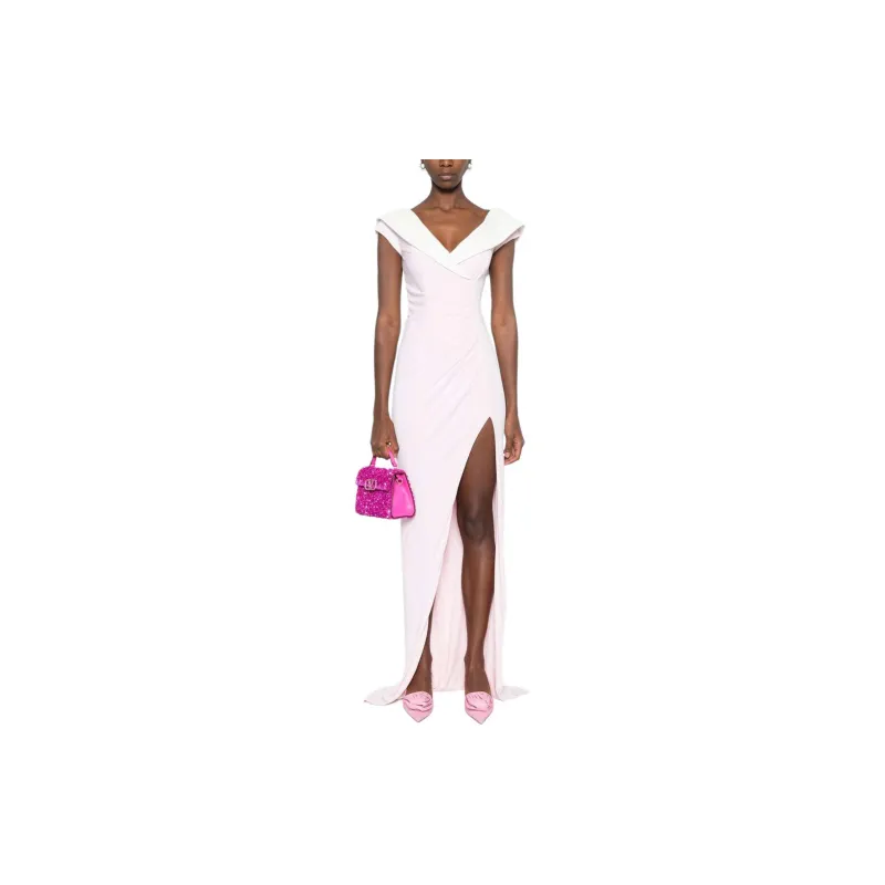 BALMAIN Draped Off-Shoulder Slit Maxi Dress-1