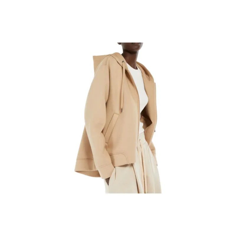 WEEKEND MaxMara Parsec Collection Jersey Hoodie Jackets & Coats Women's Beige-4