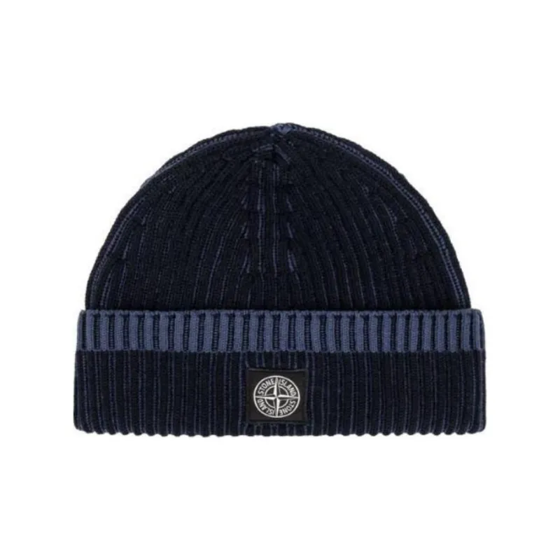 STONE ISLAND Logo Patch Ribbed Beanie-0
