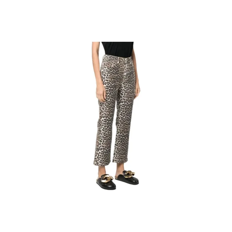 GANNI Leopard Foil Print Jeans-3