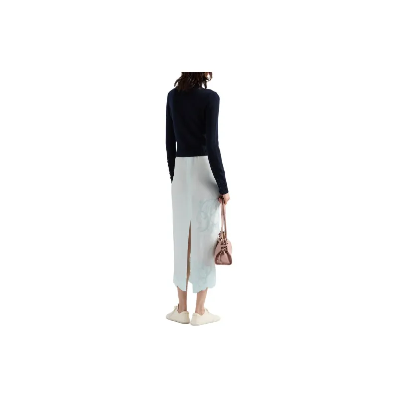 PRADA Embroidered Habutai Silk Midi Skirt-2