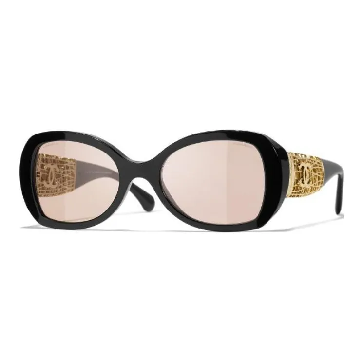CHANEL Resin Metal Butterfly Sunglasses Unisex Black-0