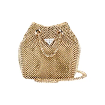 GUESS Polyurethane Bucket Bags Shoulder Bag Crossbody Bag Mini Women's Gold