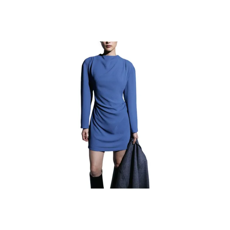 H&M Long Sleeved Dress Women's Dove Blue-1