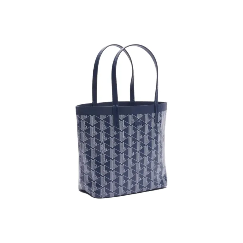 LACOSTE Coated Canvas Tote Bag, Shopping Bag, Handbag Small Size Women's Blue-2