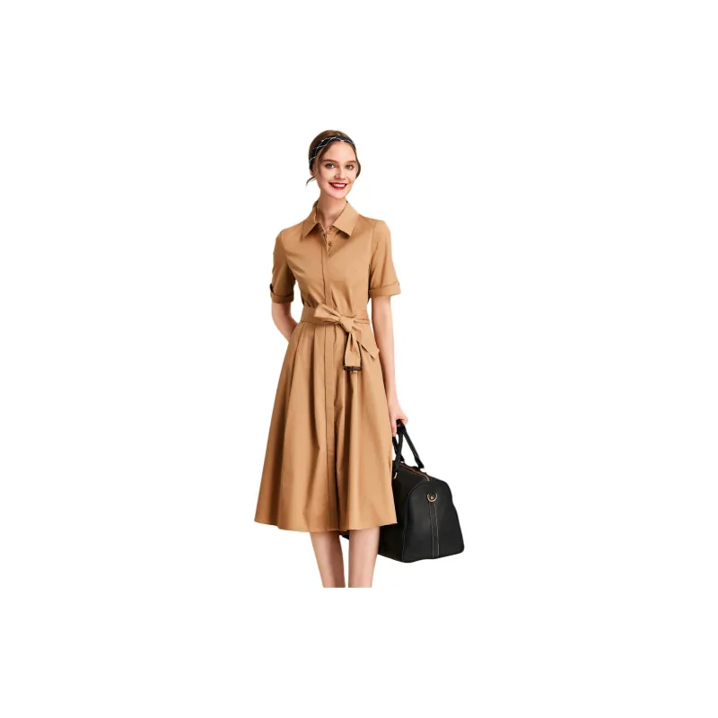 HAVVA Short Sleeved Dresses Women's Khaki-1