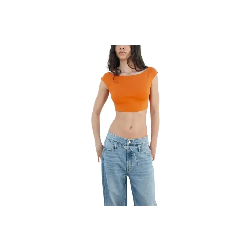 ZARA Tank Tops Women's Orange-2