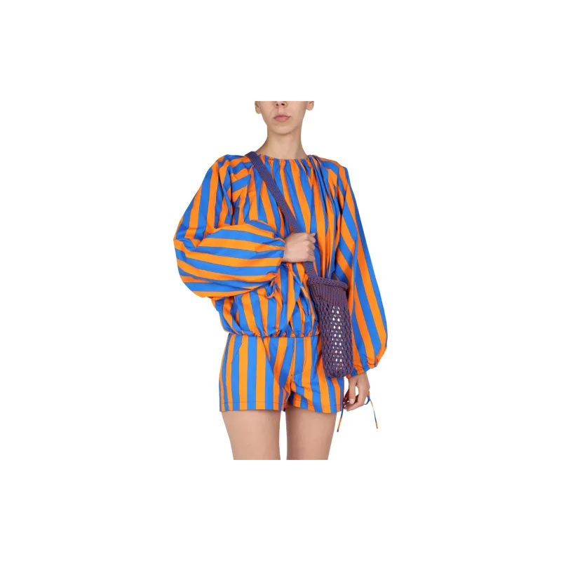 Sunnei Striped Printed Puff Sleeved Blouse-2