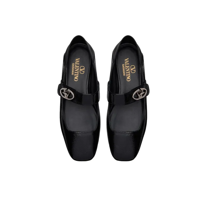 Valentino Vlogo Locker Flat Casual Single Shoes Women's Black-3