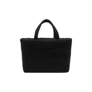 SAINT LAURENT Cotton Tote Bag Shopping Bag Handbag Men's Black