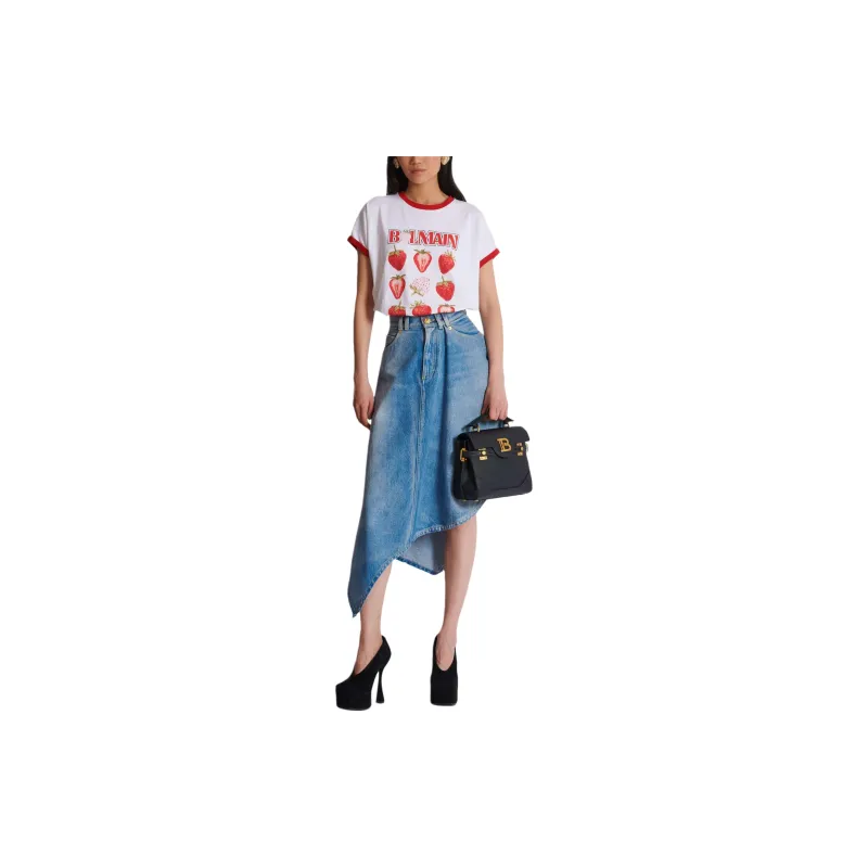 BALMAIN Two Tone Strawberry Printed T Shirt-1