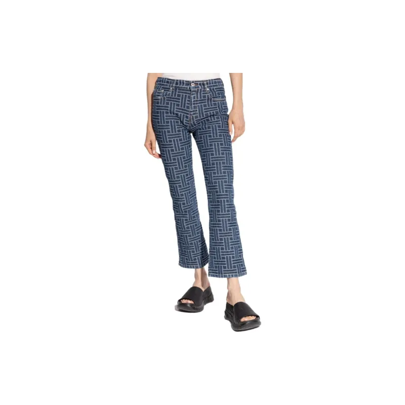 KENZO Pattern Jacquard Flared Jeans-1