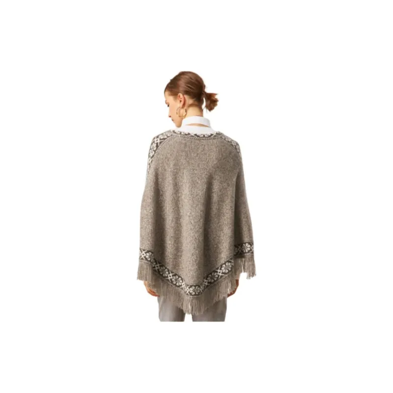 MIHUANG Cashmere Sweater Women's Coffee Clip Flowers-1