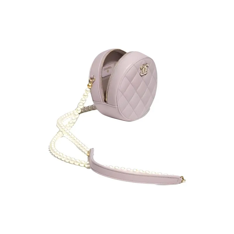 CHANEL Calfskin Round Bag Crossbody Bag Women's Light Pink Red-2