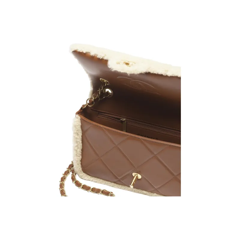 CHANEL Lambskin Crossbody Bag, Shoulder Bag Women's Beige & Brown-2