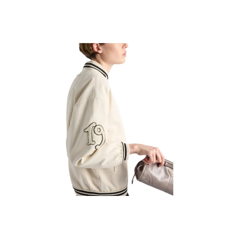 PRADA Canvas Bomber Jacket With Patches-3