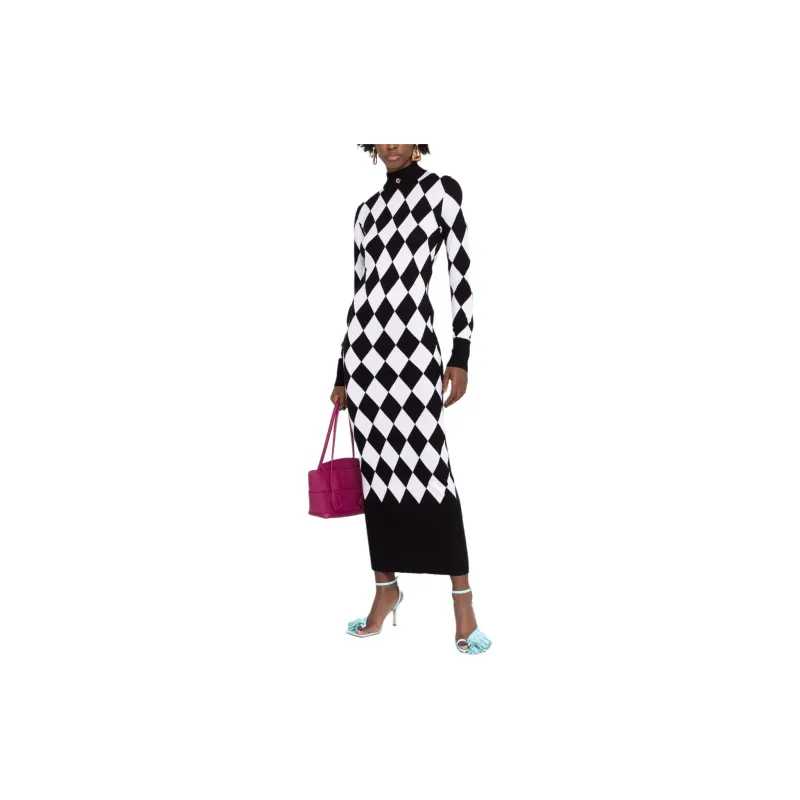 CASABLANCA Harlequin-pattern Wool Dress-1