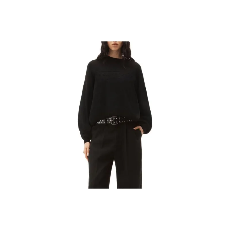 Alexander Wang Embossed Logo Ribbed Pullover Black-4