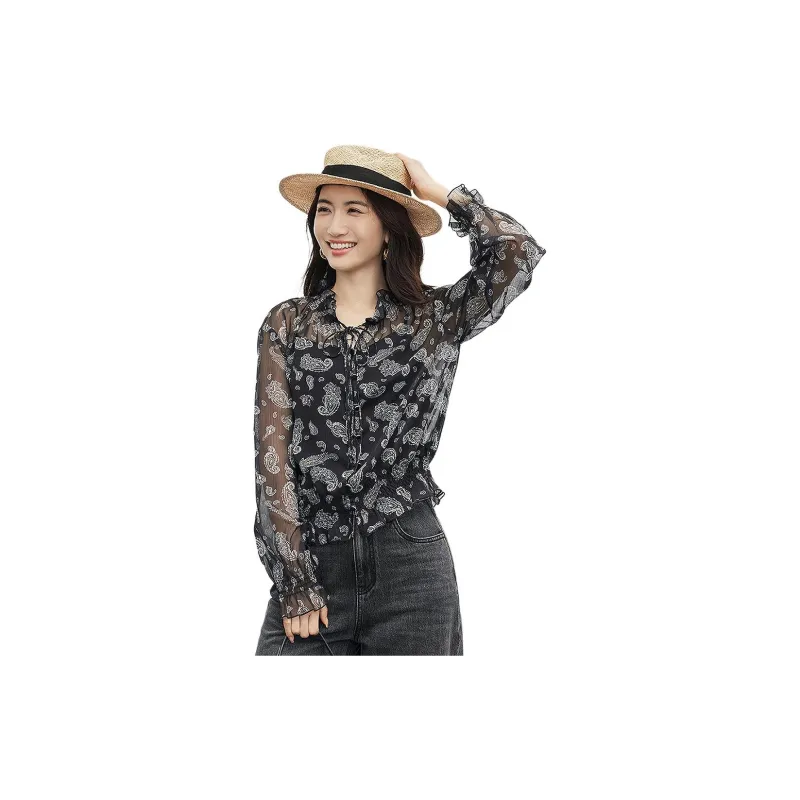 Hopeshow Shirt Women's Black With Floral-3