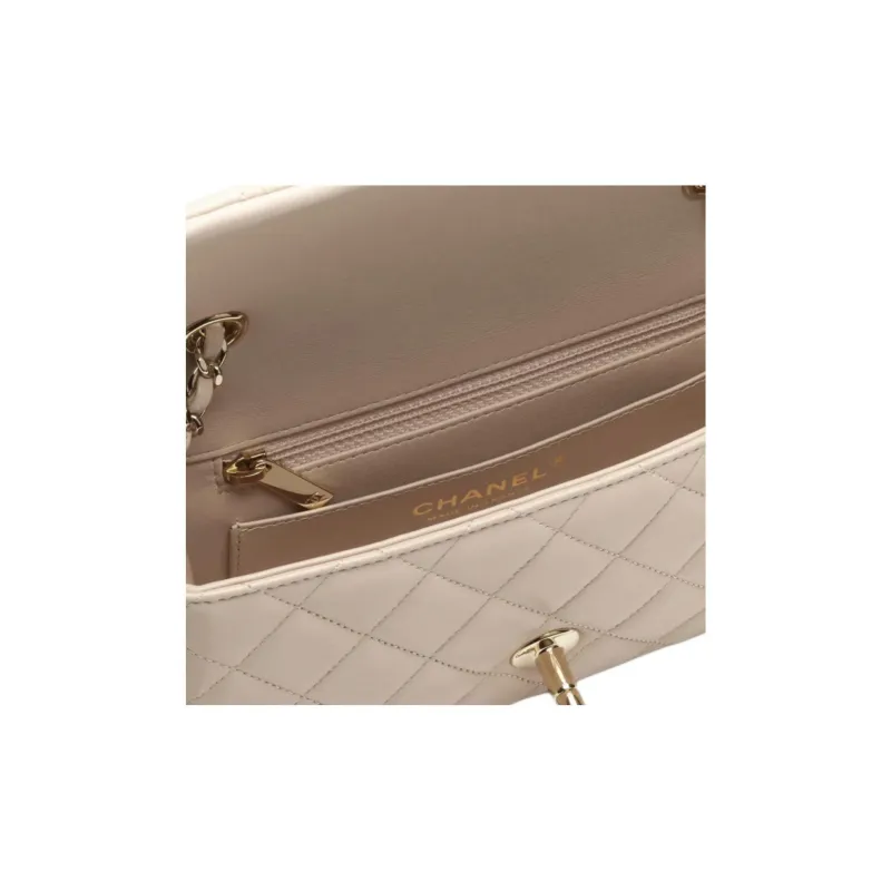 CHANEL Sheepskin Crossbody Bag, Shoulder Bag Mini Women's Light Beige-4