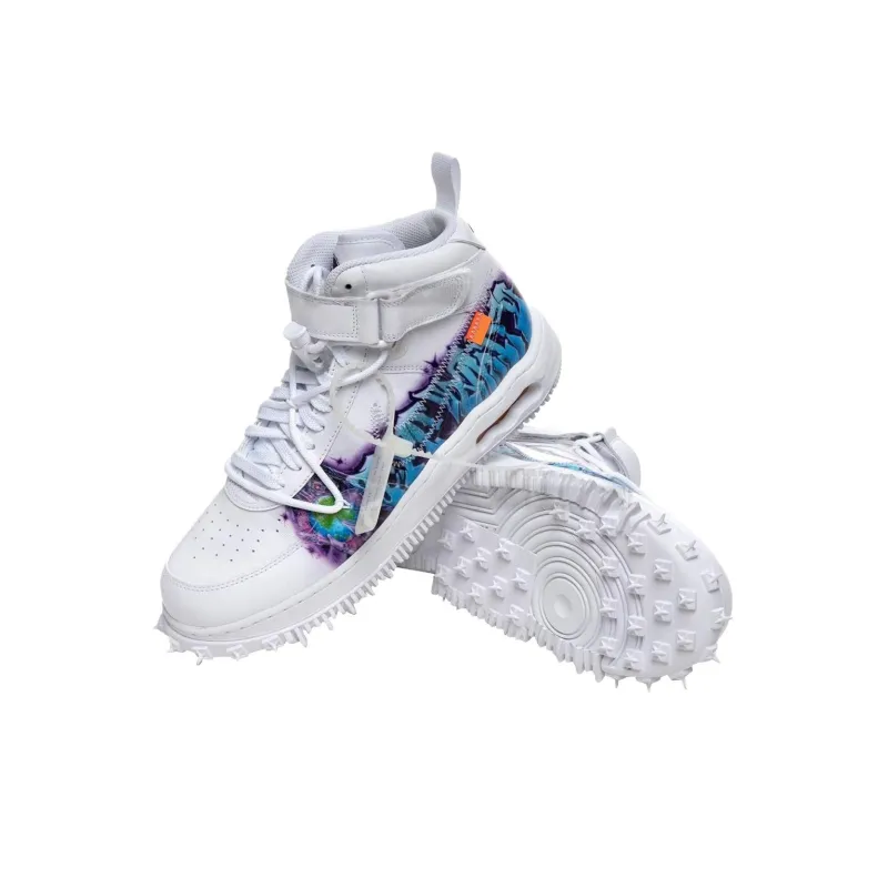 Nike Air Force 1 'Graffiti' Cushioning Mid-Top Skateboard Shoes Men's White-3