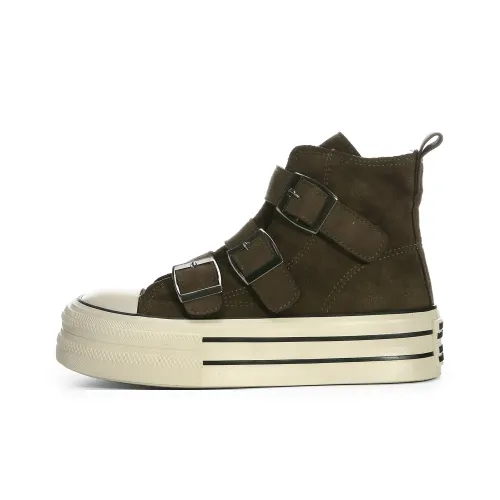 Lovely you Skateboard Shoes Women's High-Top Moss Green