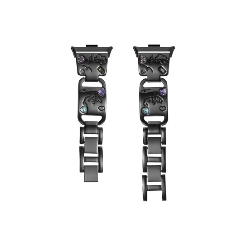 FZRT Watch Bands Colorful Diamond Print Puppy Metal Strap Unisex-7